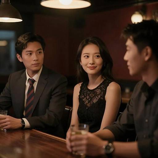 Intriguing Gathering in a Dim Bar