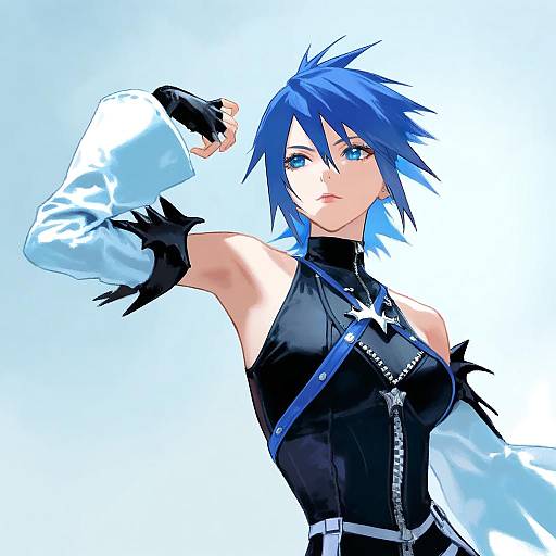 Illustration of Aqua (kingdom hearts), kingdom hearts in the style of Hiramedousa