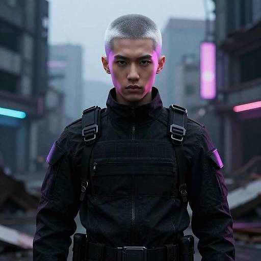 Futuristic Anime Soldier Portrait