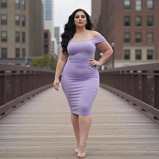 Confident Woman on Wooden Bridge