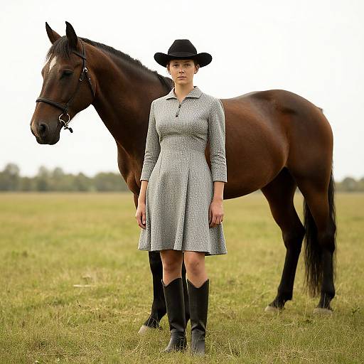 Woman in Western Dress with Horse