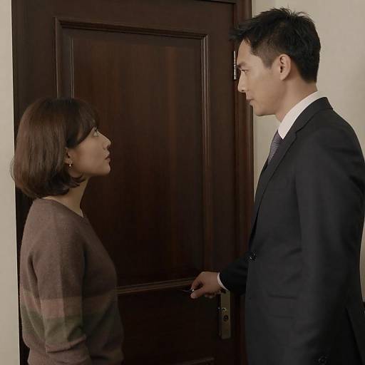 Intimate Moment by a Dark Door