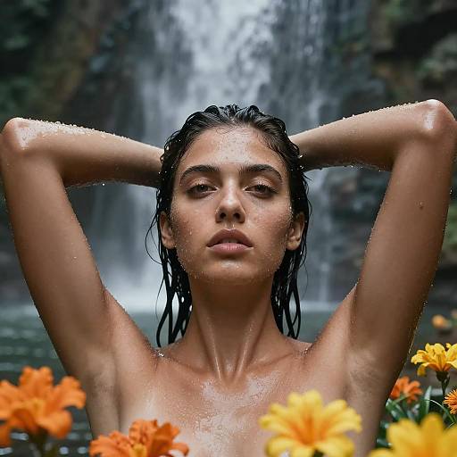 Elegant Woman Amidst Floral Serenity
