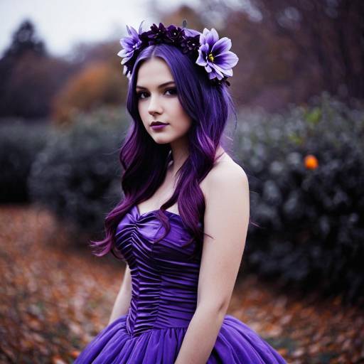 Woman in Purple Dress with Flower Crown