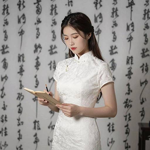 Photorealistic Girl in Black Cheongsam