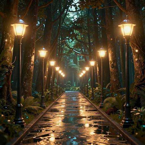 Cyberpunk Forest Pathway 3D Render