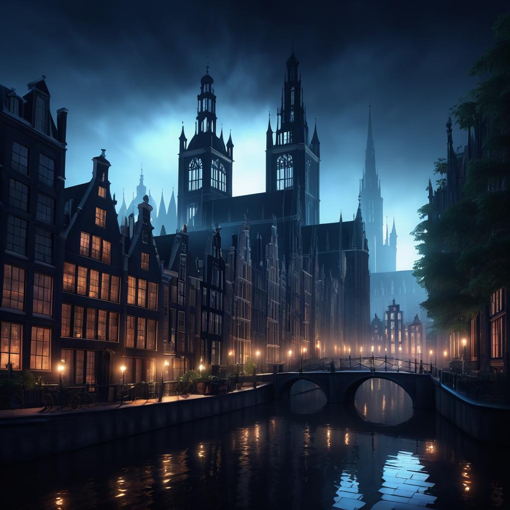 Neo-Gothic Amsterdam Cityscape in 8K