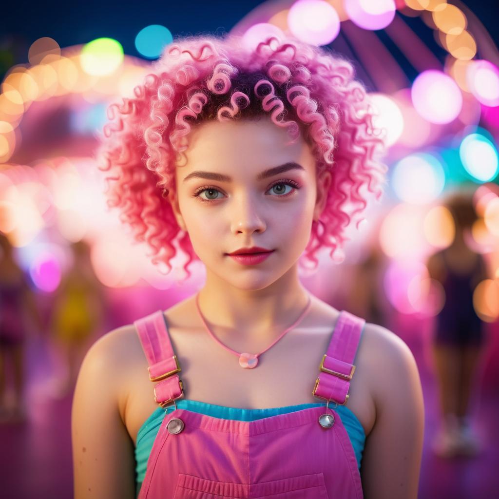 Vibrant Night Carnival Portrait of a Girl