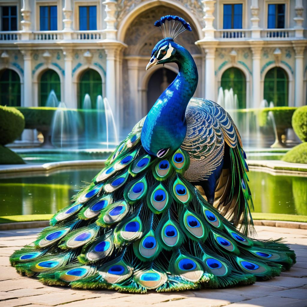 Majestic Peacock in Grand Palace Gardens