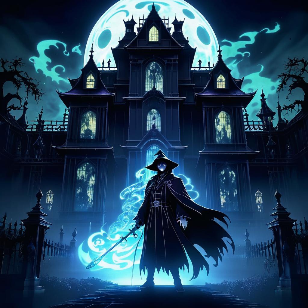 Haunting Anime Specter Over Mansion