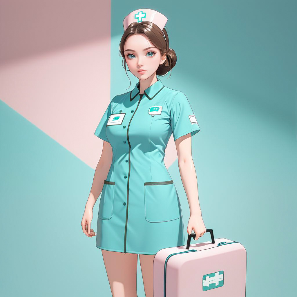 Determined Nurse in Teal Uniform