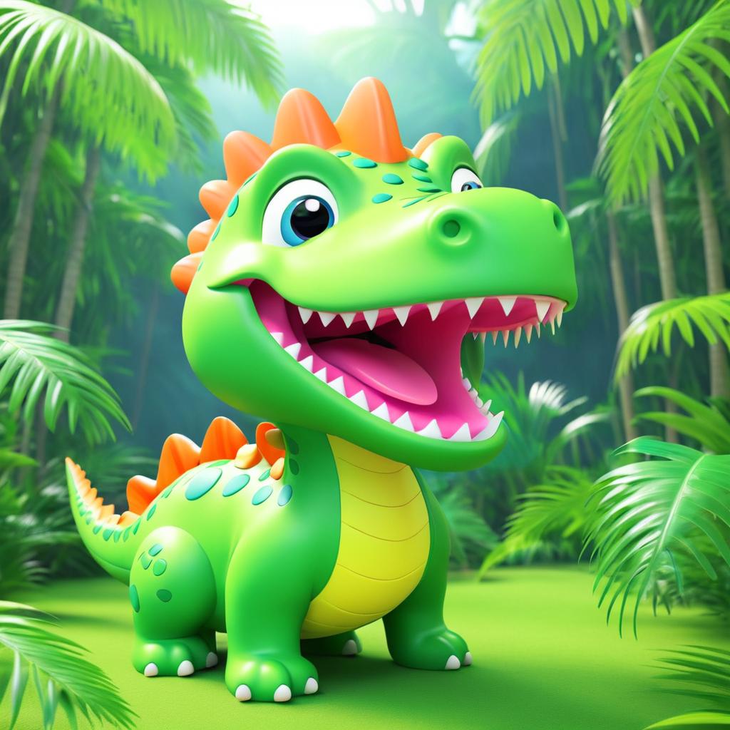 Cute Kawaii Dinosaur in Jungle Animation