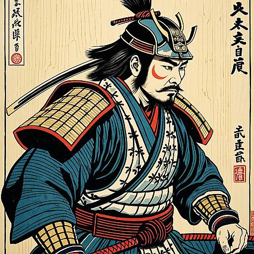 Samurai Warrior in Yoshitoshi Style
