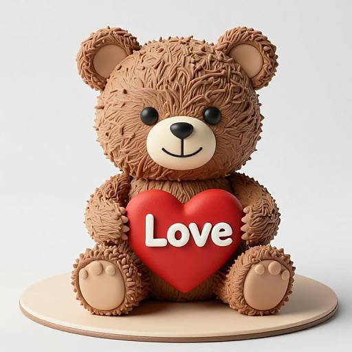 3D Teddy Bear Cake with Heart