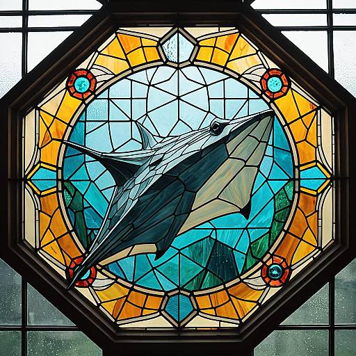 Ghibli Style Stained Glass Stingray Mosaic