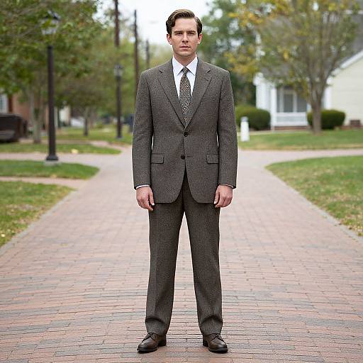 Vintage Fashion Man on Brick Road