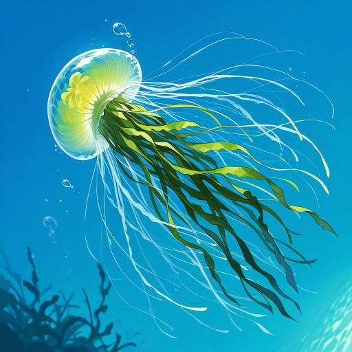Underwater Portrait with Jellyfish and Kelp Underwater Portrait with Jellyfish and Kelp