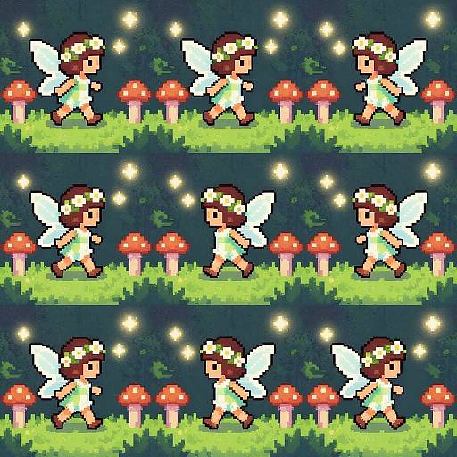Pixel Art Fairy Walking Animation