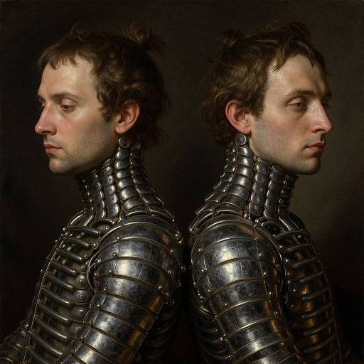 Symmetrical Ribbed Man Baroque Portrait