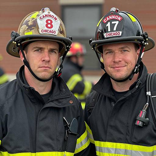 Two Male Firefighters in Protective Gear