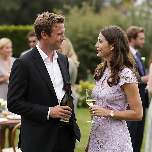 Joyful Garden Party Couple in Attire