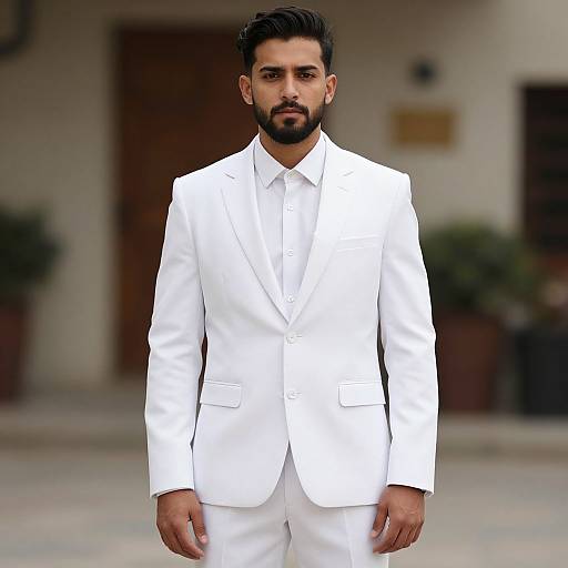 Realistic Male in White Cotton Suit