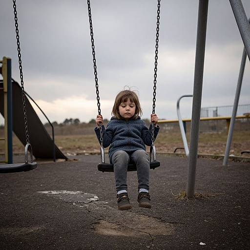 Forlorn Child in Abandoned Playground