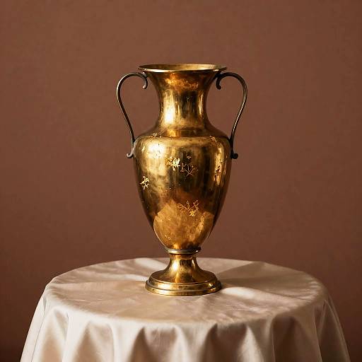 Antique Brass Vase with Gold Leaf Flakes