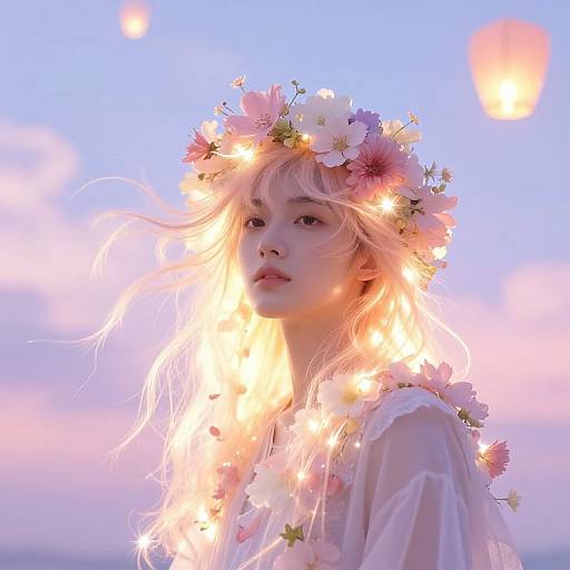 Surreal Youth Portrait with Floral Hair