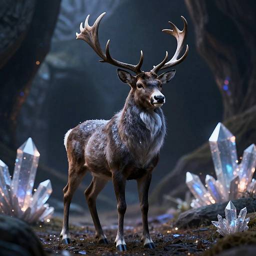 Celestial Stag in Crystalline Cave