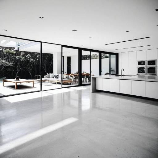 Modern minimalist kitchen with open floor plan