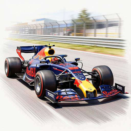 Dynamic Red Bull F1 Car Sketch