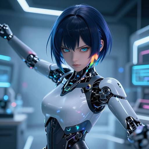 Futuristic AI Anime Robot Girl