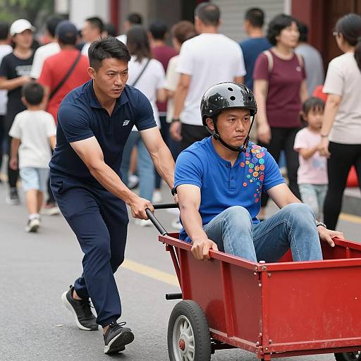 Urban Scene with Two Men and Cart