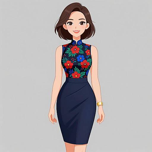 Trendy Woman in Floral Fashion