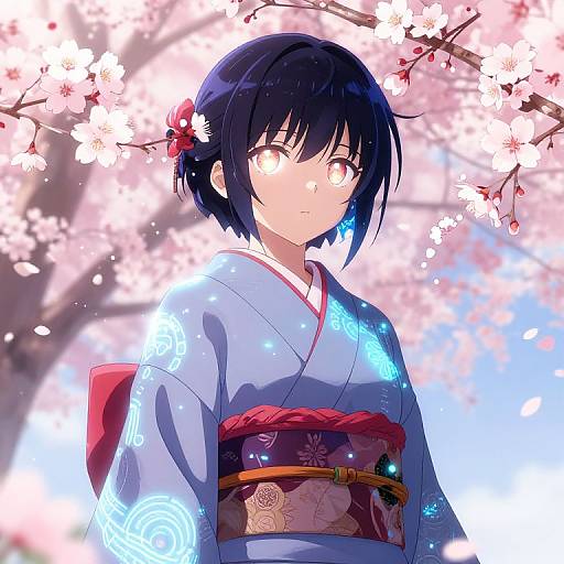 Futuristic Anime Android in Kimono