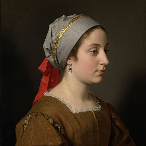 Young Woman in Turban Profile Portrait
