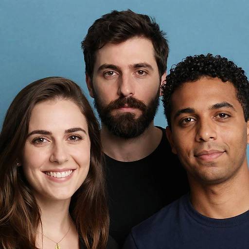 Portrait of Three People with Blue Background