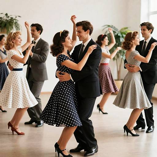 Energetic 1950s Dance Party Scene