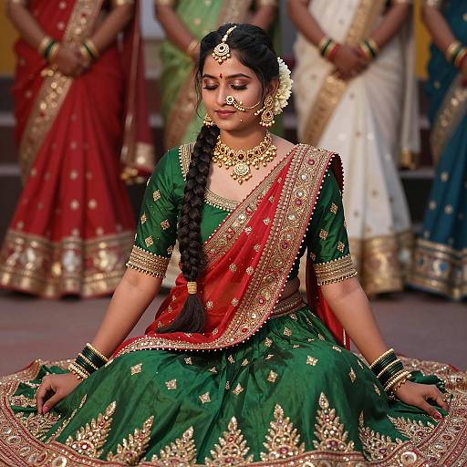 Indian Woman in Traditional Gujarati Lehenga for Garba