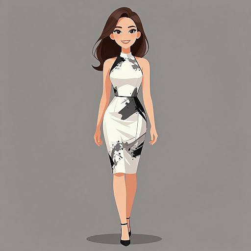 Chic Woman in Abstract Dress