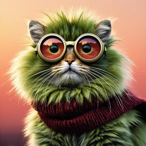 Fluffy Creature with Brass Binoculars Fluffy Creature with Brass Binoculars