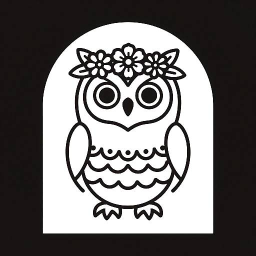 Whimsical Owl with Floral Crown