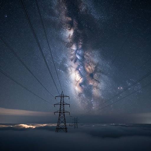 Electricity Lines Meet Cosmic Milky Way
