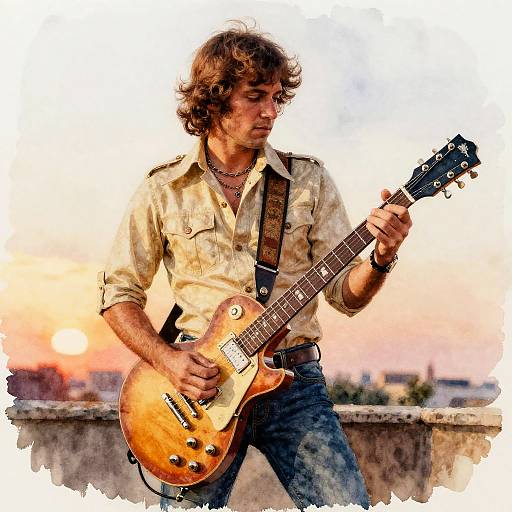 Hyper-Detailed 1970s Rock Guitarist