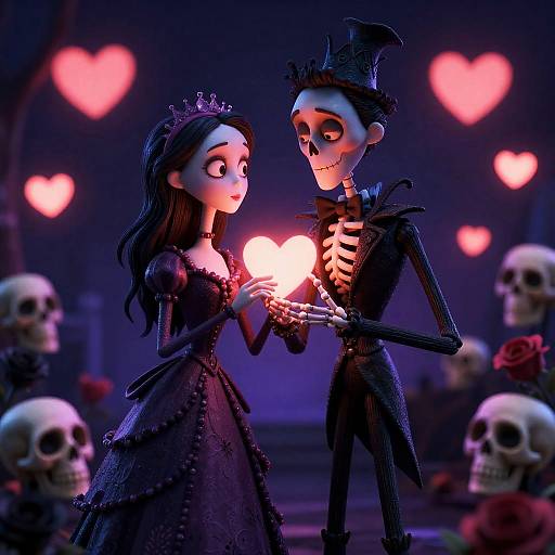 Victorian Ghost Bride and Skeletal Gentleman Valentine