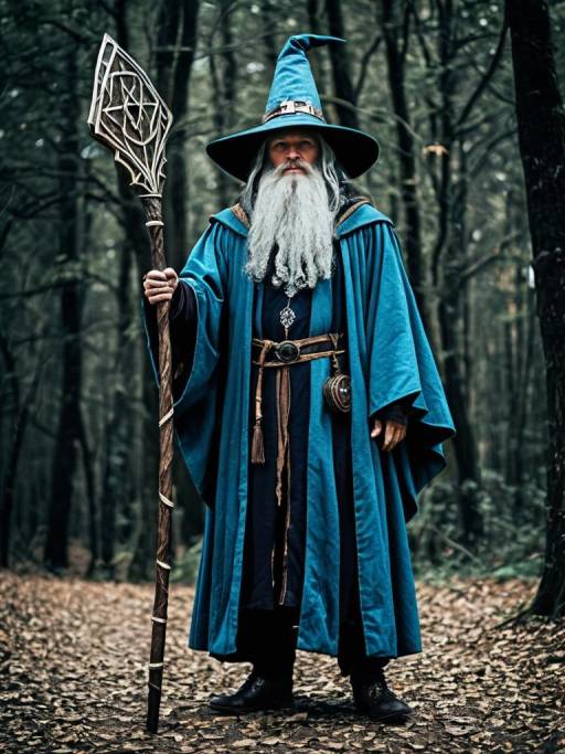 Realistic Wizard Cosplay Full-Body Portrait