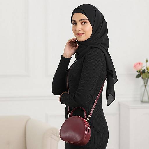 Young Woman in Black Hijab Pose