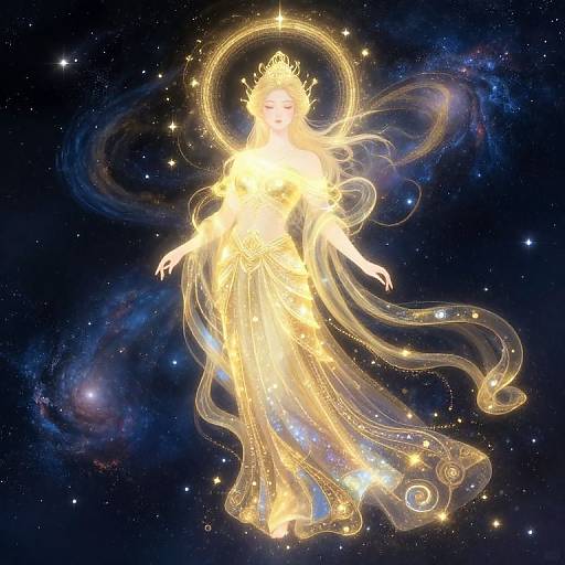 Celestial Female Amid Cosmic Stars