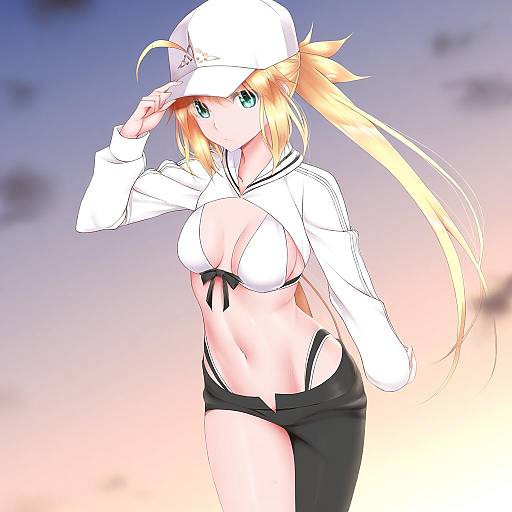 Illustration of Artoria caster (swimsuit) (first ascension) (fate), fate (series) in the style of Calcio